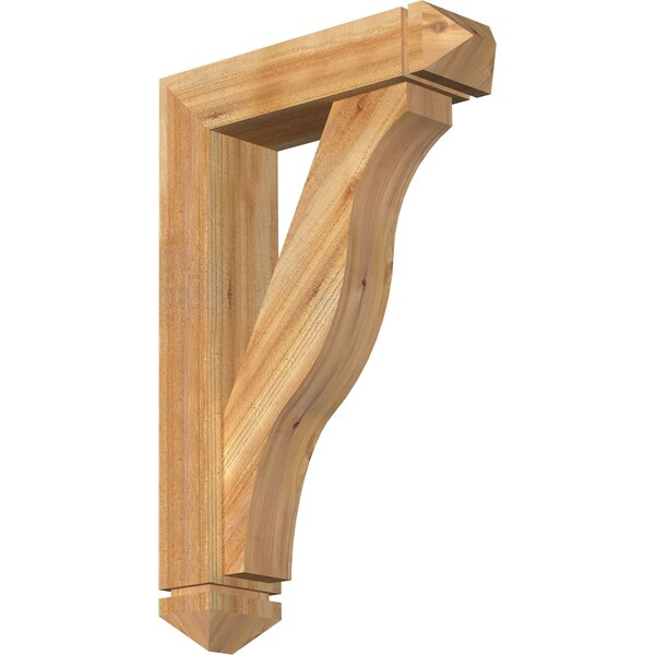 Ekena Millwork Funston Arts and Crafts Rough Sawn Bracket w/ Offset Brace, Western Red Cedar, 6"W x 22"D x 34"H BKT0604X22X34FST03RWR - main